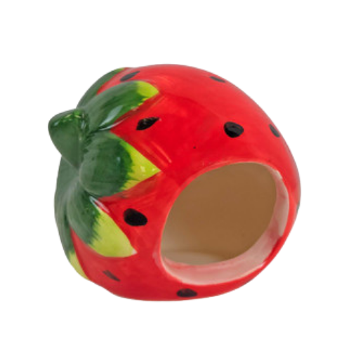 A&E Strawberry Shaped Ceramic Hideout for Small Animals 