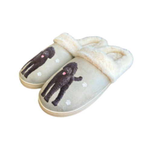 E & S Imports Black Labradoodle Snugg Slippers