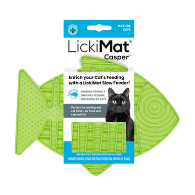 Lickimat Green Casper Mat Cat Slow Feeder 