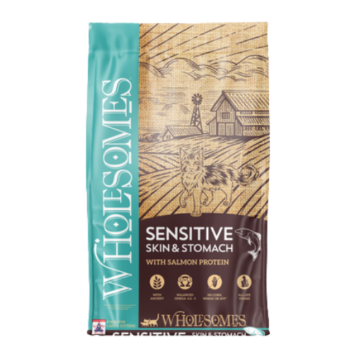 Wholesomes Sensitive Skin & Stomach Salmon & Rice Dry Cat Food 10 lb