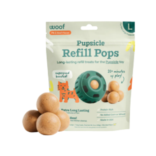 Woof Pupsicle Pops Refills Peanut Butter & Beef Recipe Lickable Dog Treats Large Dog