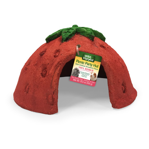 Wild Harvest Picnic Party Hut- Strawberry Flavor Edible Small Animal Hideaway 