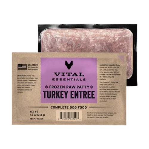 Vital Essentials Frozen Raw Turkey Recipe Dog Food Patties 10 ct