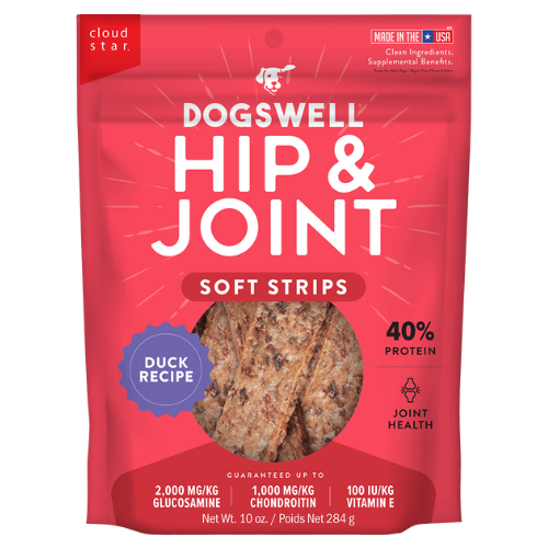 Dogswell Hip and Joint Soft Strips Dog Treats, Duck Recipe 10 oz