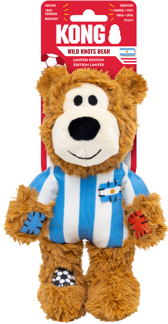 Kong Limited Edition Soccer Argentina Wild Knots Bear Dog Toy 7 in