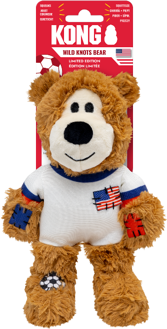 Kong Limited Edition Soccer USA Wild Knots Bear Dog Toy 7 in