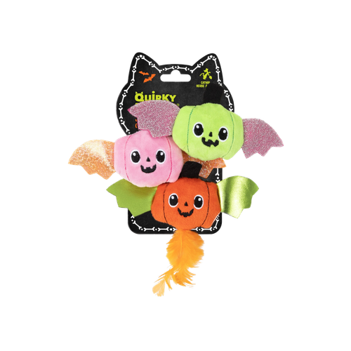 Petmate Halloween Jack O Lantern Bats Cat Toy 3 pk