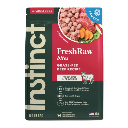 Instinct Frozen FreshRaw Bites Grass-Fed Beef Recipe Adult Dog Food 6 lb