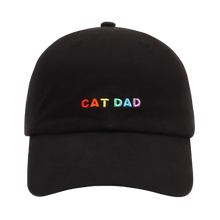 Hatphile Embroidered Cat Dad  Black and Rainbow Hat 