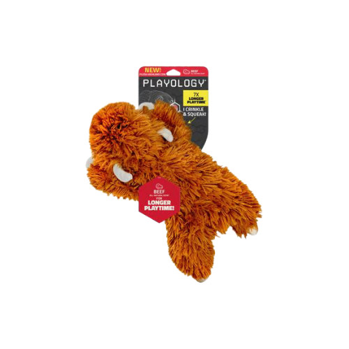 Playology Beef Scented Highland Cow Plush Squeaky Dog Toy Large Dog