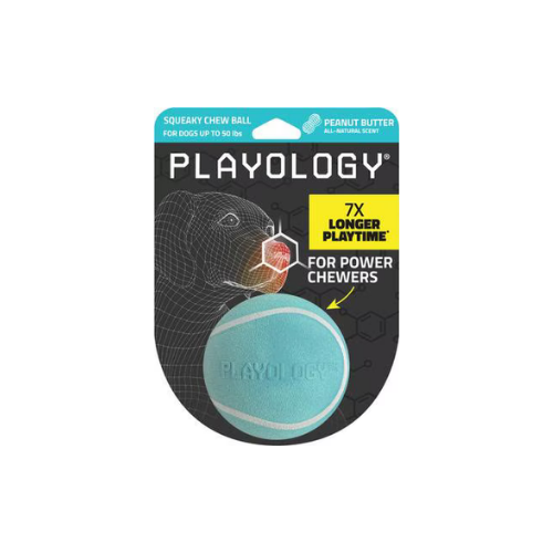 Playology Peanut Butter Scented Squeaky Chew Ball Dog Toy Extra-Large