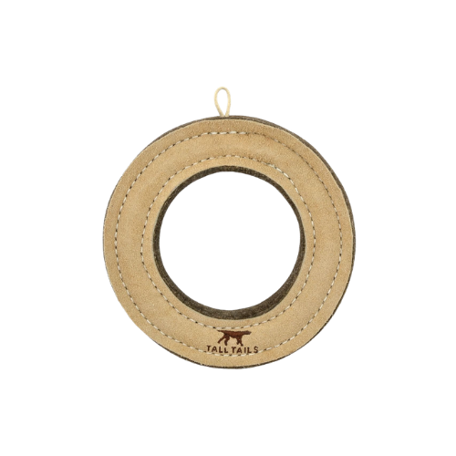 Tall Tails Natural Leather Ring Dog Toy 7 in