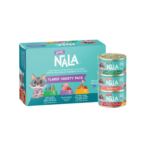 Love Nala Tuna, Salmon, and Chicken Flaked Wet Cat Food Variety Pack 3 oz/Case of 12