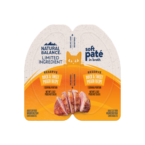 Natural Balance Duck and Sweet Potato Soft Pate Split Cup Recipe Wet Food for Adult Cats