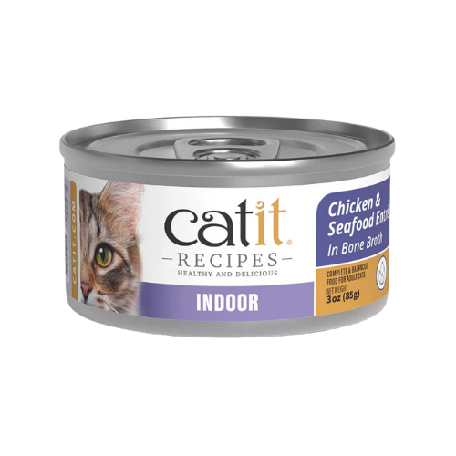 Catit Chicken and Seafood Entrée in Bone Broth Wet Food for Indoor Cats