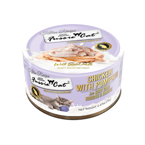Fussie Cat Chicken with Pumpkin in Goat Milk Mousse and Shreds Kitten Recipe Wet Food