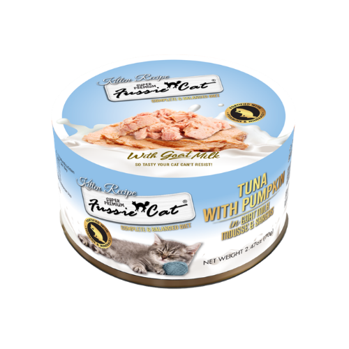 Fussie Cat Tuna with Pumpkin in Goat Milk Mousse and Shreds Kitten Recipe Wet Food