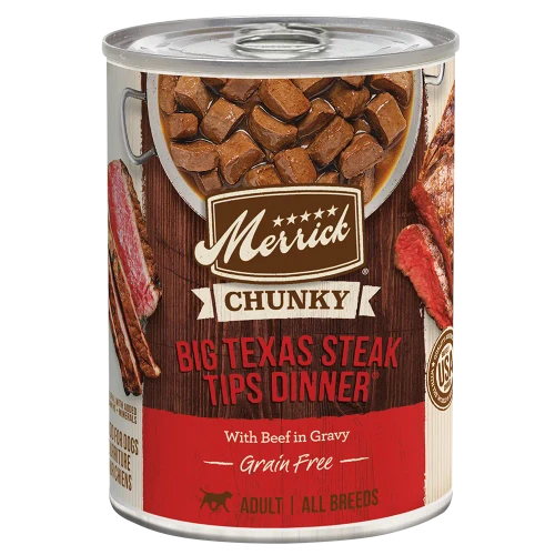 Merrick Chunky Grain-Free Big Texas Steak Tips Dinner in Gravy Wet Dog Food