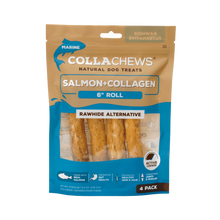 Collachews 6 in. Rawhide Alternative Salmon Collagen Roll Natural Dog Treat 4 pk