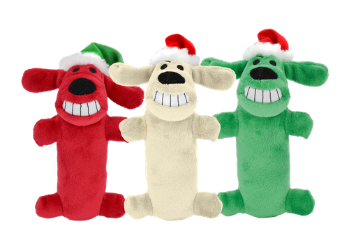 Multipet Holiday Loofa Santa Plush Dog Toy, Assorted