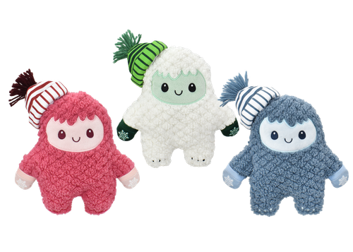 Multipet Holiday Winter Fleece Yeti Plush Dog Toy, Assorted 10 in