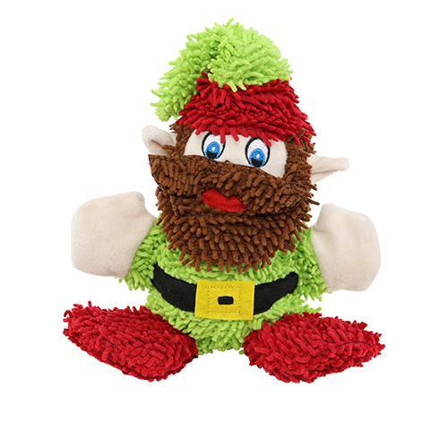 Tuffy's Holiday Elf Microfiber Ball Durable Plush Dog Toy 11.5 in
