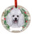 E & S Imports Poodle White Ceramic Holiday Ornament 