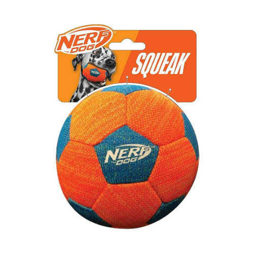 Nerf X-Weave Squeak Soccer Ball Durable Dog Toy 5 in - Feeders Pet