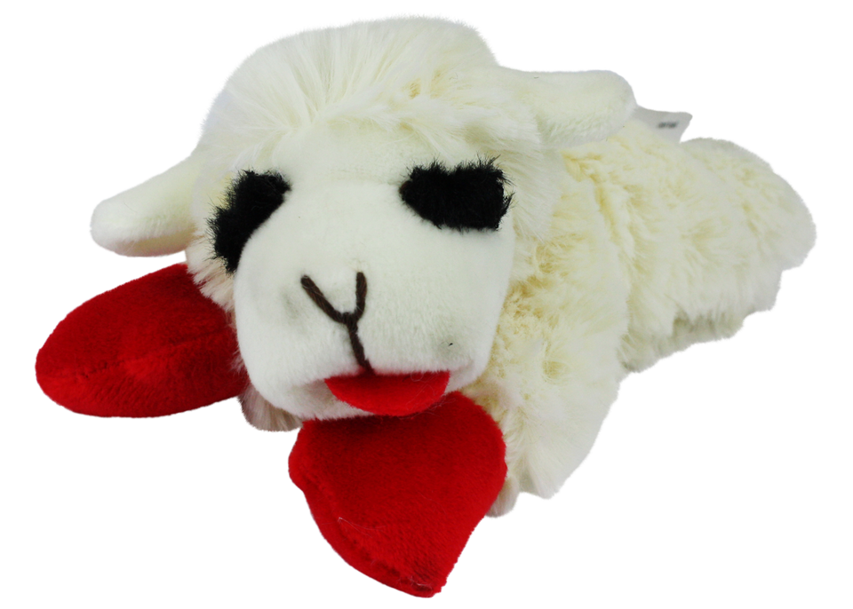 Multipet Lamb Chop with Birthday Hat Plush Dog Toy 10.5 in Feeders