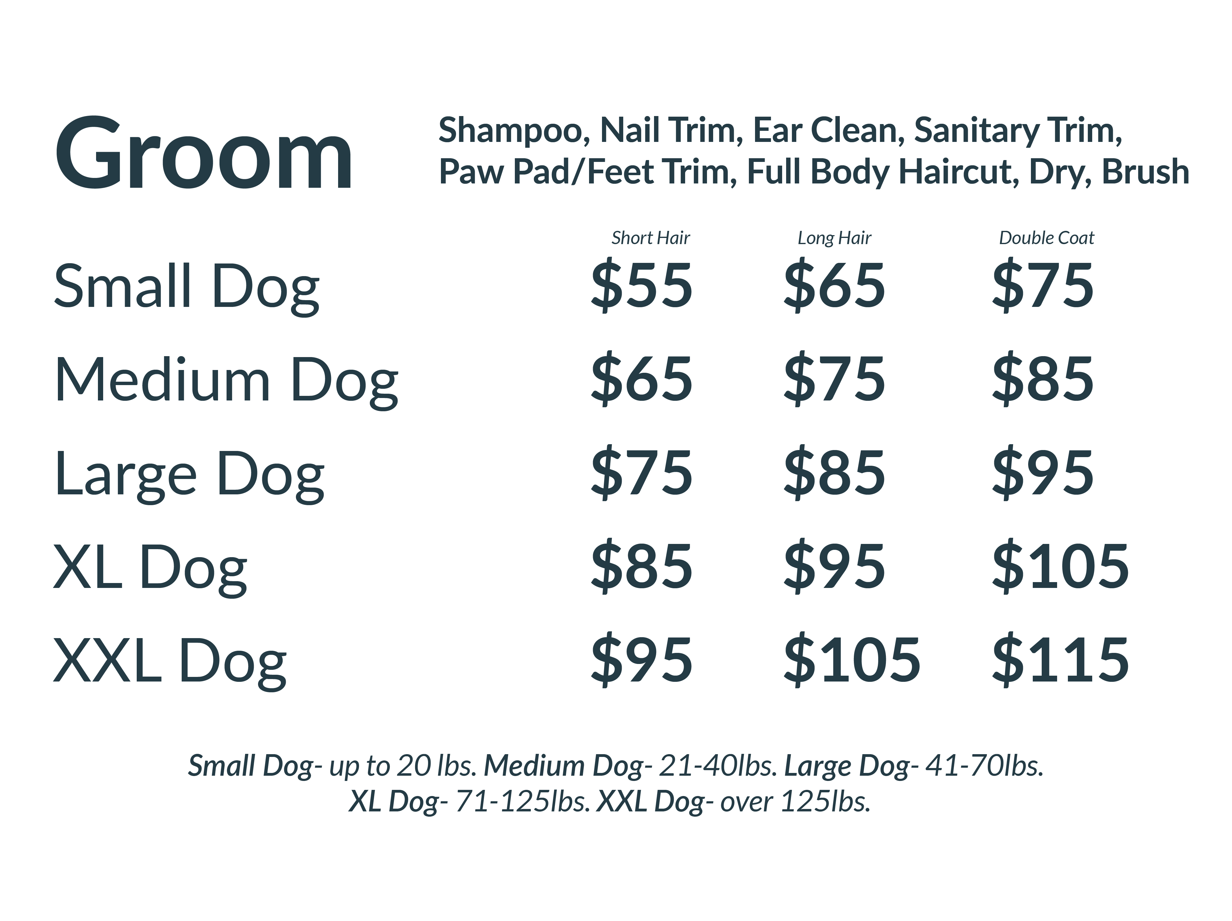 2023 Dog Grooming Prices List