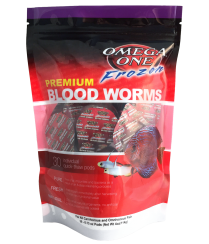 Omega One Frozen Blood Worms Pod Pouch 30 Count 4 oz - Feeders Pet Supply