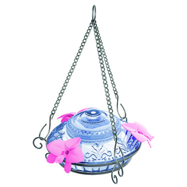 Nature's Way Light Blue Illuminated Antique Top-Fill Hummingbird Feeder 14 oz image