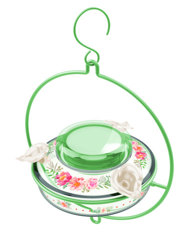 Nature's Way Green Decorative Glass Top-Fill Hummingbird Feeder 13 oz image
