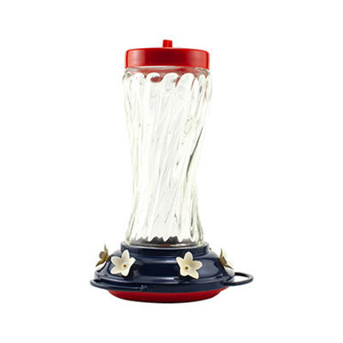 Woodlink Patriotic Red, White & Blue Swirl Plastic Hummingbird Feeder 16 oz image