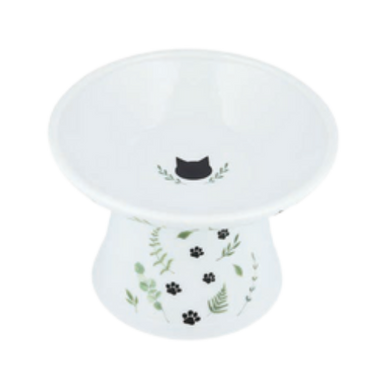 Necoichi Go Green Extra Wide Raised Cat Porcelain Food Bowl 4 x 6