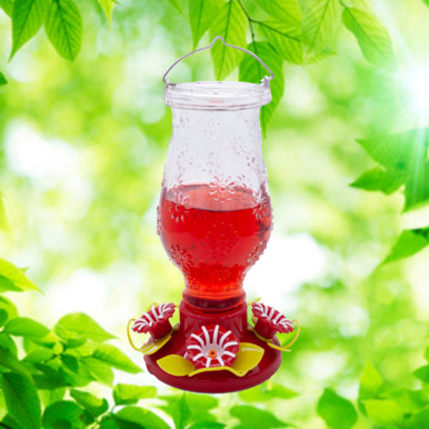 North States Nature's Yard In Bloom Glass Hummingbird Feeder 32 oz image