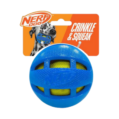 Nerf TPR Squeak & Crunch Ball Dog Toy - Feeders Pet Supply