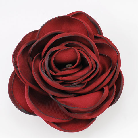 FR990122-burgundy fabric flower pin