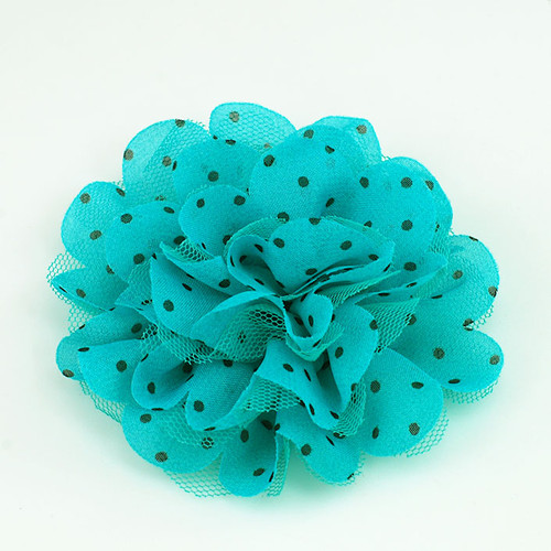 FR192070-Aqua Blue Polka Dot Fabric Flower