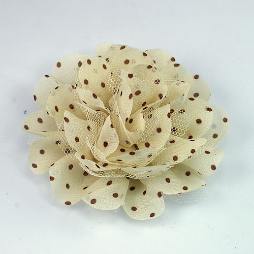 FR192071-Light Yellow Polka Dot Fabric Flower