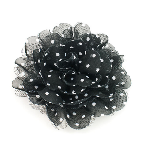 FR192077-Black Polka Dot Fabric Flower