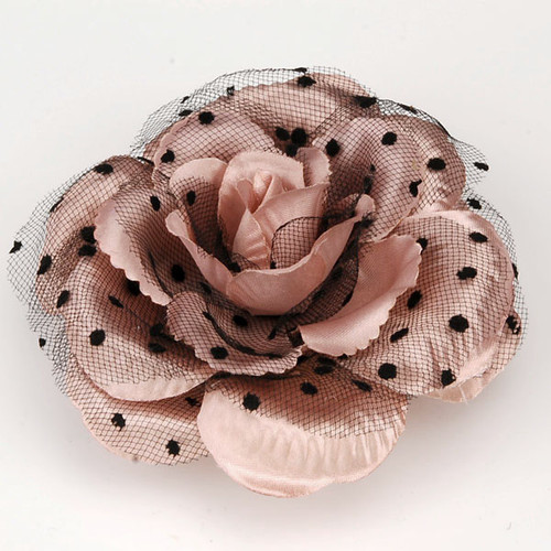 Pink Polka Dot Flower Brooch