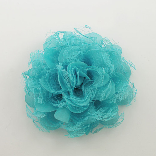 FR192081-Aqua Blue Organza Lace Flower