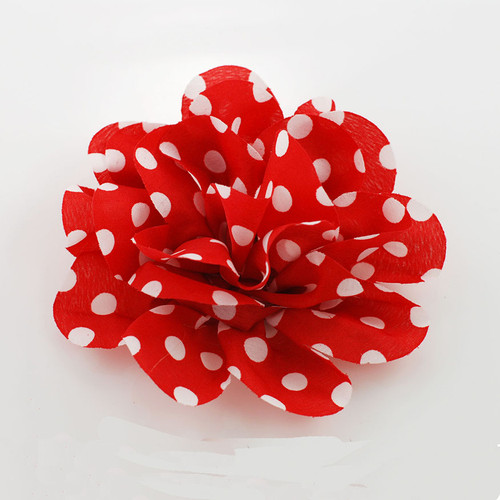 FR177191-White Polka dot on Red Fabric Flower