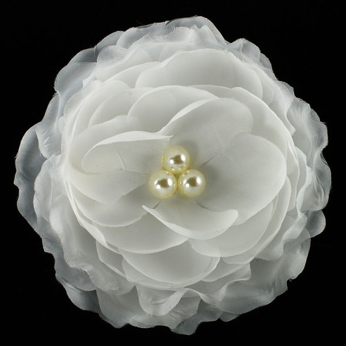 White Wedding Flower Brooch
