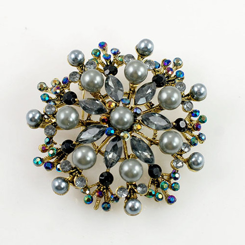 Pearl Brooches-BH9355-Grey