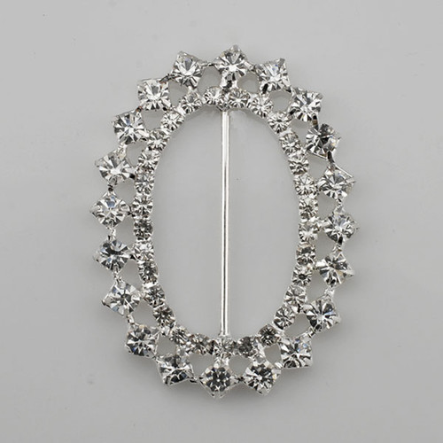 Large Double Row Oval Rhinestone Buckle