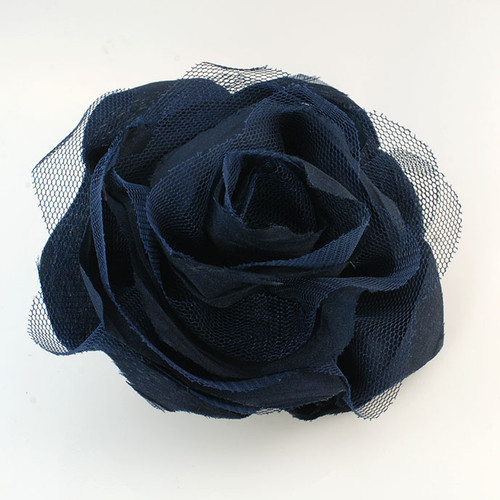 FR117201-Deep Blue Fabric Flower Pin