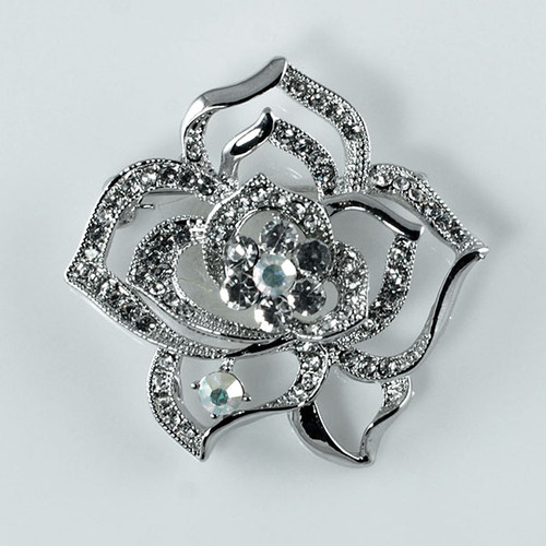 Rose Flower Silver Brooch-BH6123
