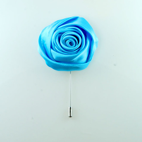 MP4020-Aqua Blue Rosette Lapel Pin